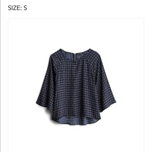 Navy blue checkered blouse